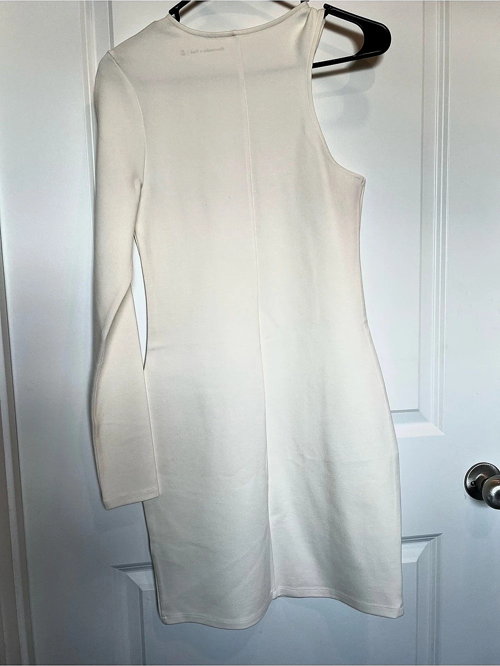 Abercrombie & Fitch Long Sleeve One Shoulder Mini Dress in Cream Size Small NWT